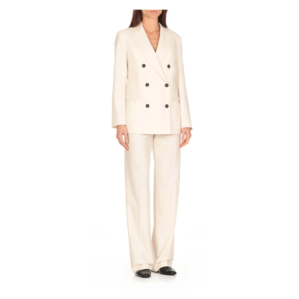 Antonelli Firenze Ivoor Double-Breasted Blazer voor Vrouw Beige Dames