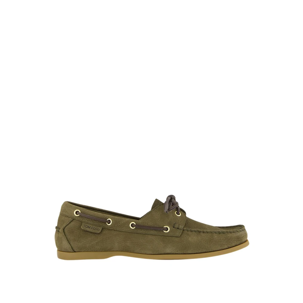 Tom Ford Men's Green Boat Shoes, 5 Uk, Robin Suede Loafers