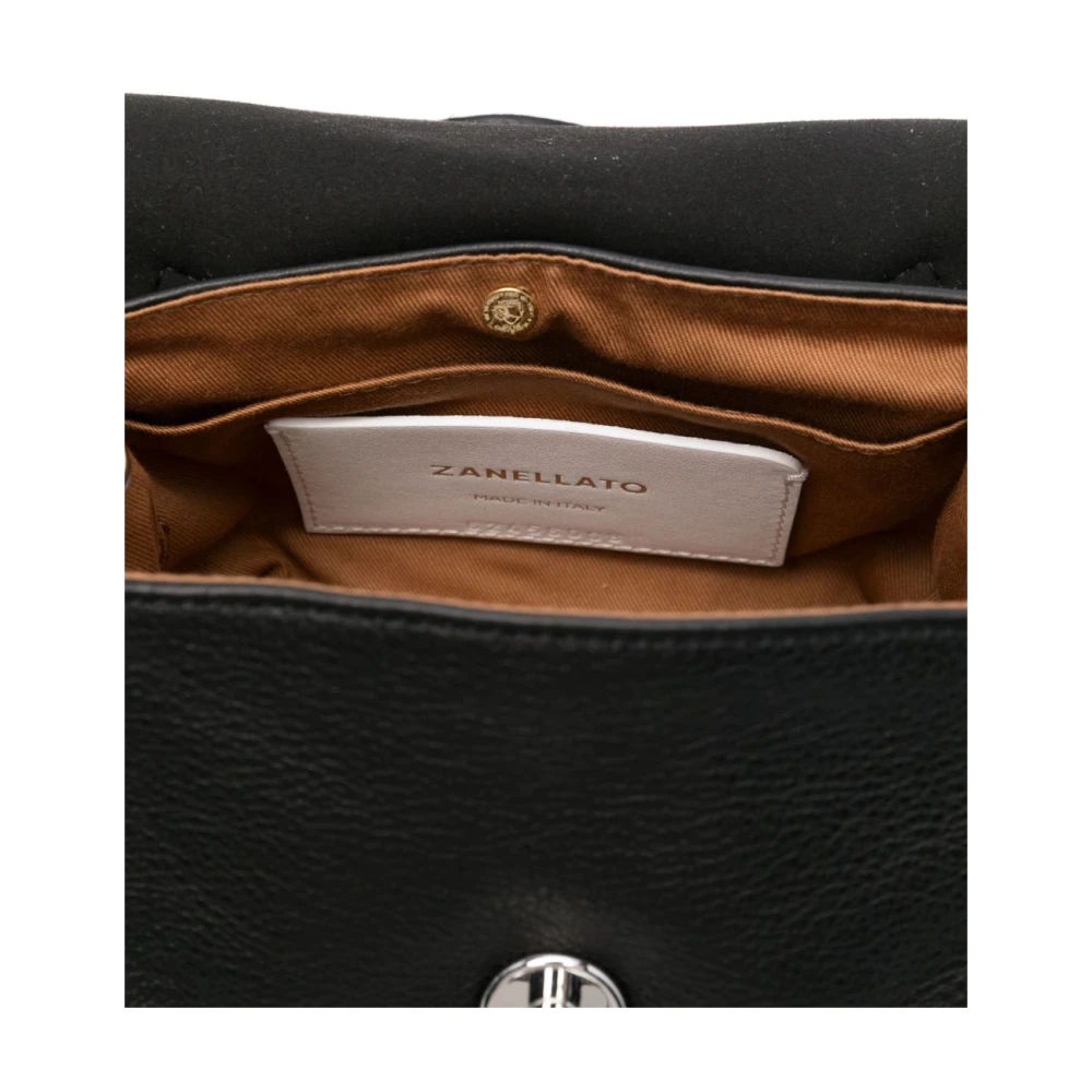 Zanellato Zwarte Twist-Lock Schoudertas Black Dames