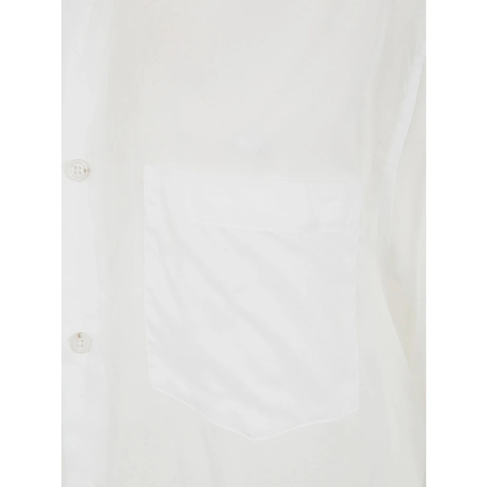 Ann Demeulemeester Witte Lange Gedrapeerde Shirt White Dames