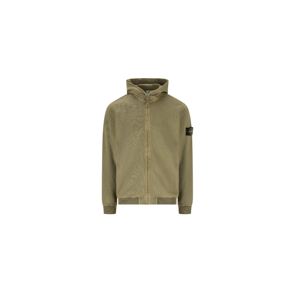 Stone Island Green Zip-Throughs, Male, S, Zip-Through Hoodie