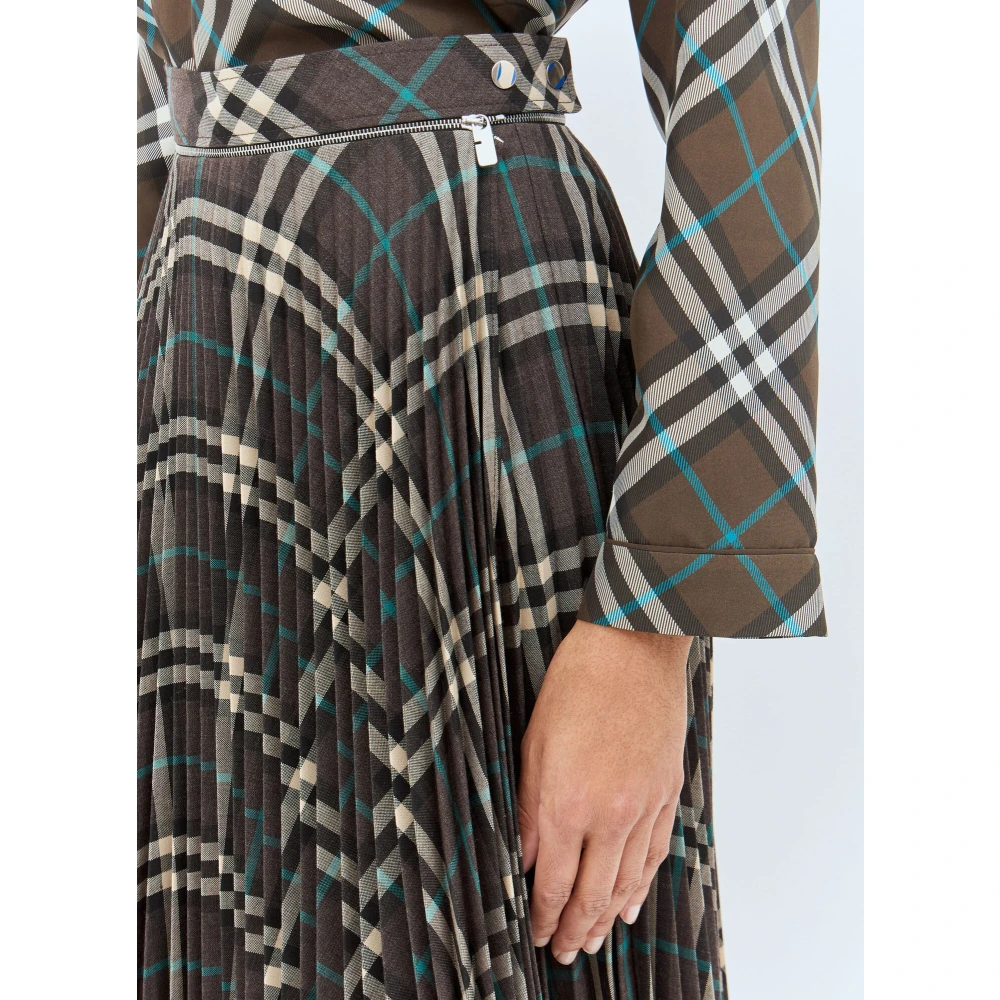 Burberry Geruite Plooirok van Wolmix Multicolor Dames