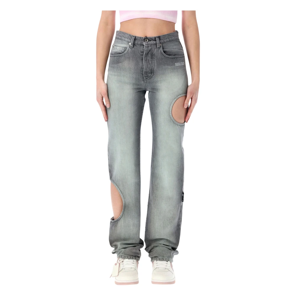 Off White Gray New Meteor Denim - Female - Straight Fit Jeans - W27 - Jeans