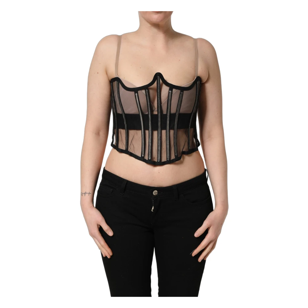 Dolce & Gabbana Women's Black Corset Top - Sleeveless Tops - S - Tops