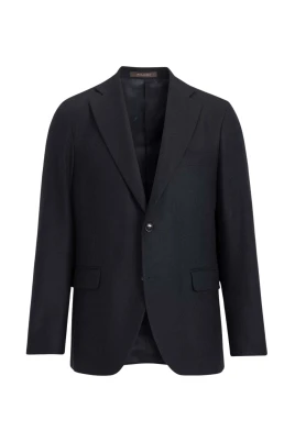 Marinblå Microstructure Regular Fit Blazer