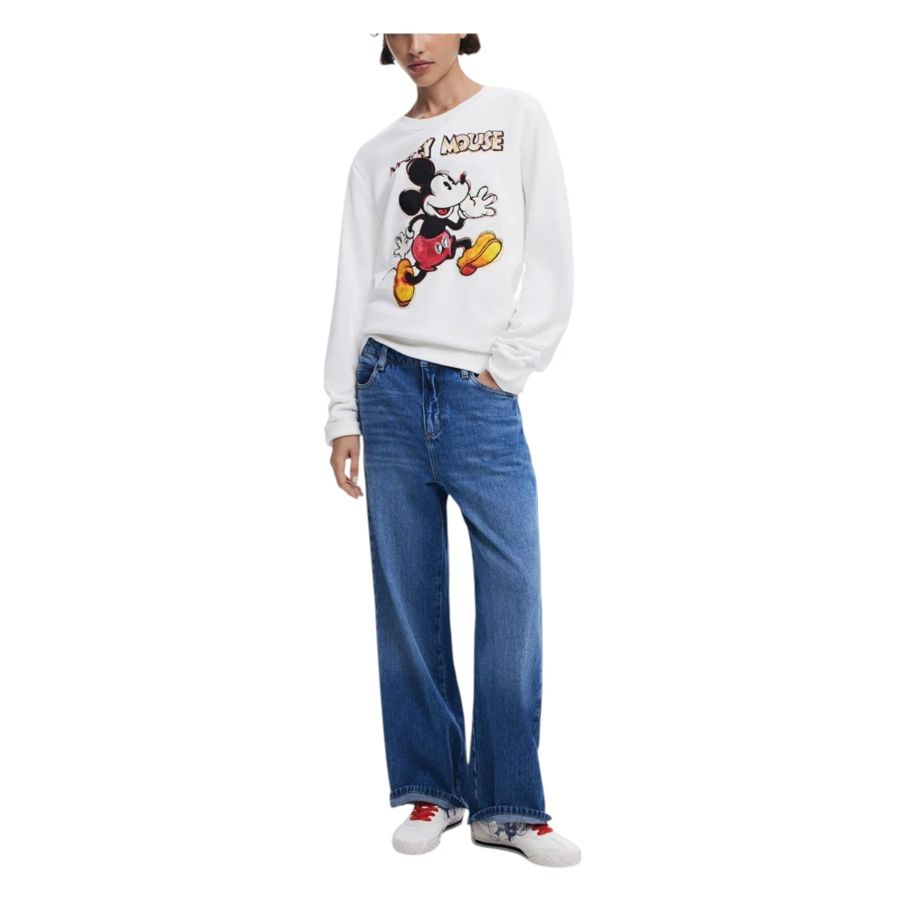 Desigual Wit Bedrukte Sweatshirt voor Vrouwen White Dames