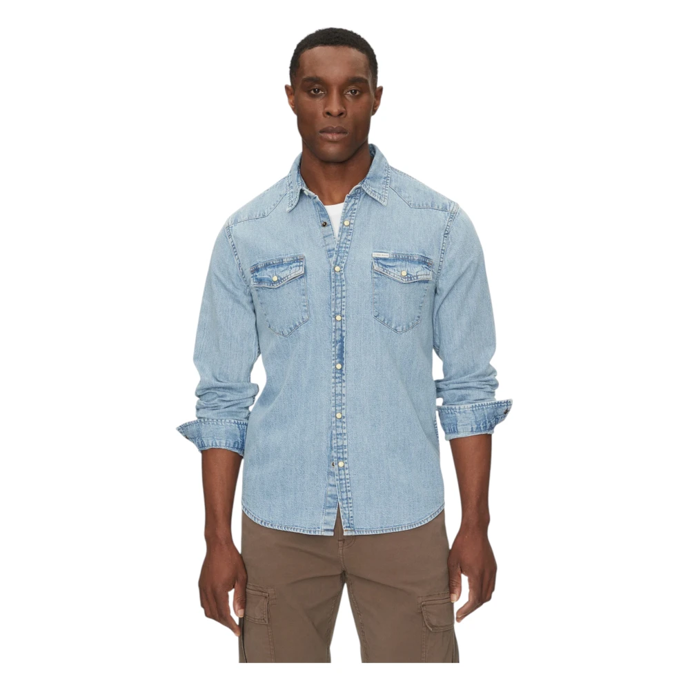 Guess Organisch katoenen overhemd Regular Fit Blue Heren