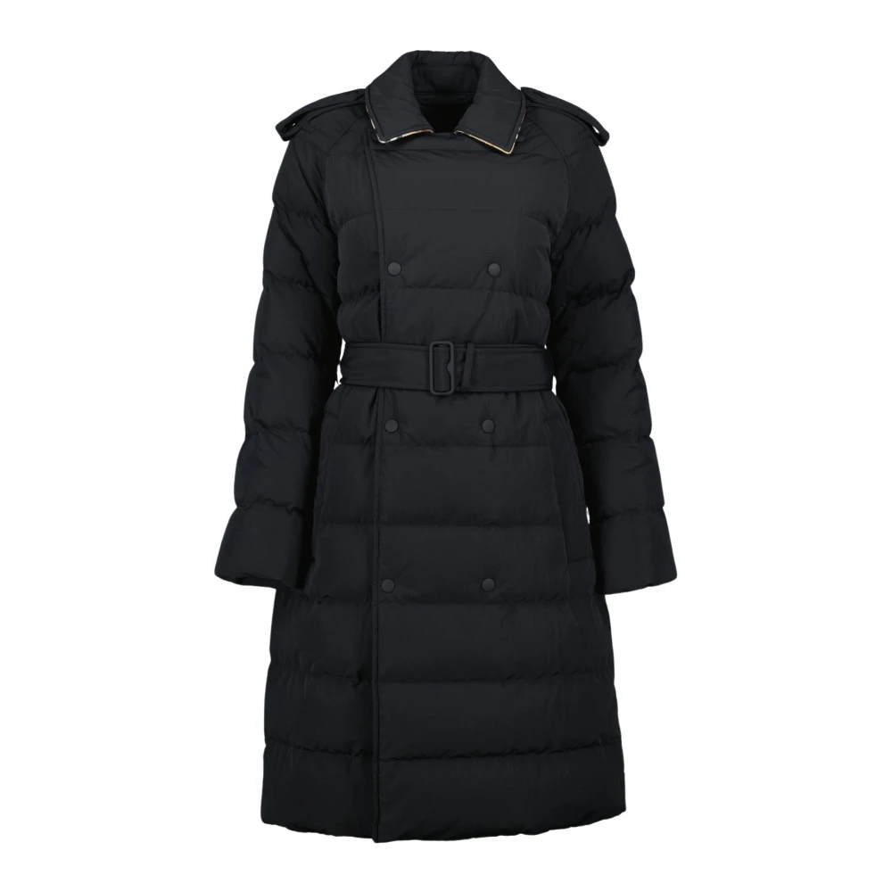 Burberry Nylon Gewatteerde Jas Zwart Black Dames