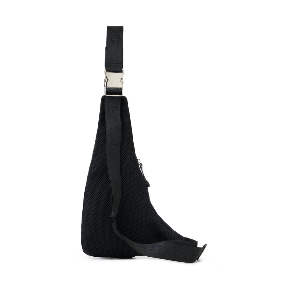 Iceberg Zwarte zachte nylon schoudertas met maxi zakken en gepersonaliseerde linten Black Heren