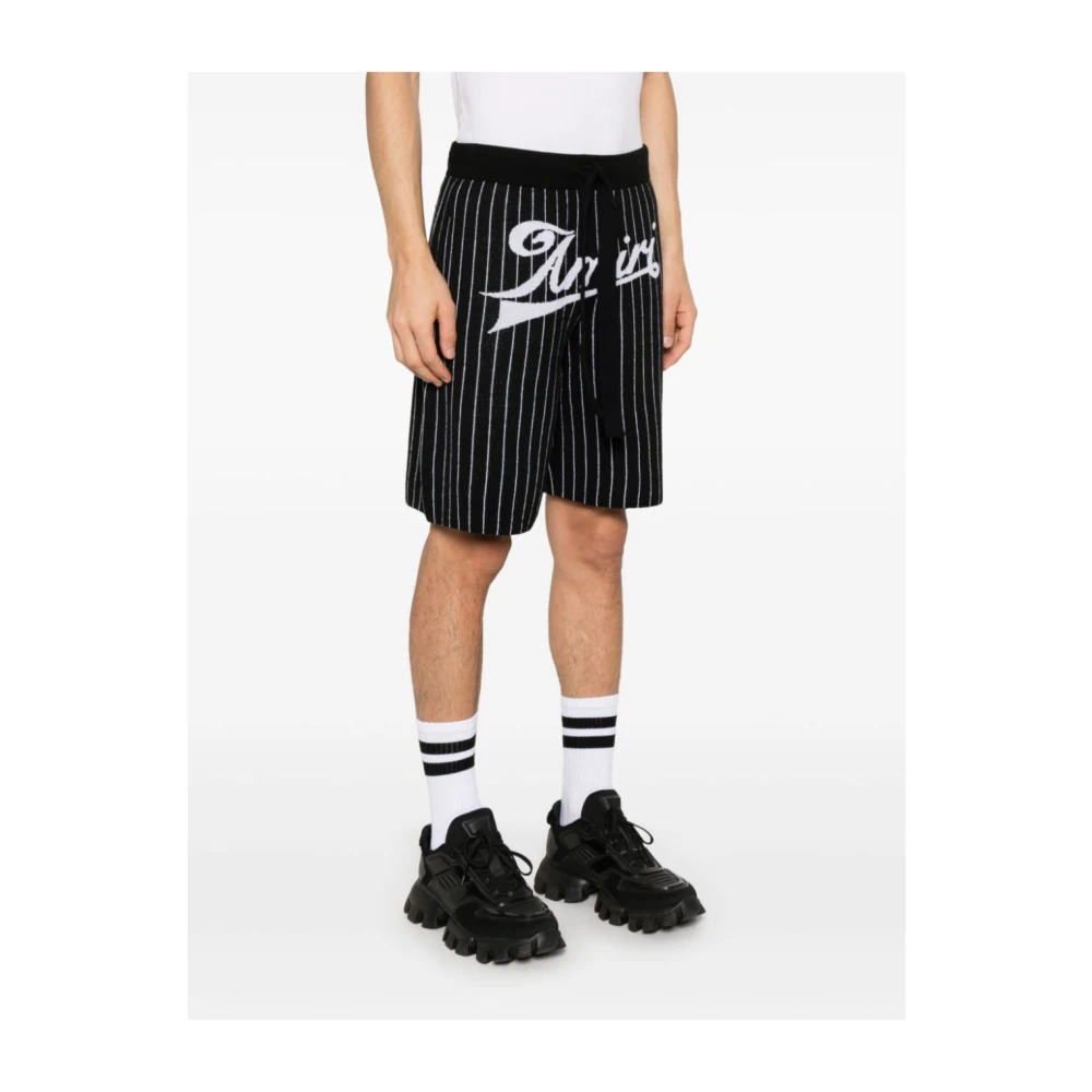 Amiri Diplomatieke Gestreepte Gebreide Shorts Black Heren