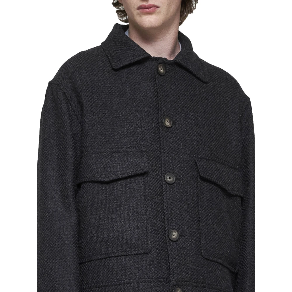 Tagliatore Antracietgrijze Wol Kort Jack Gray Heren