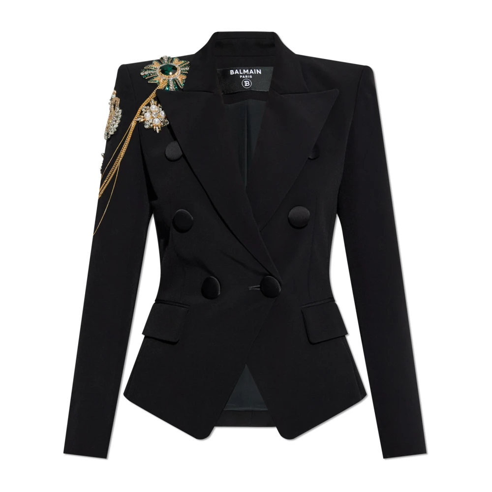 Balmain Donna Nero - Blazer Con Applicazioni Luccicanti - Jackets - S