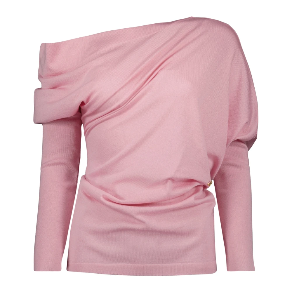 Moschino Women's Pink Draped Wool Sweater Spring-Summer 2025