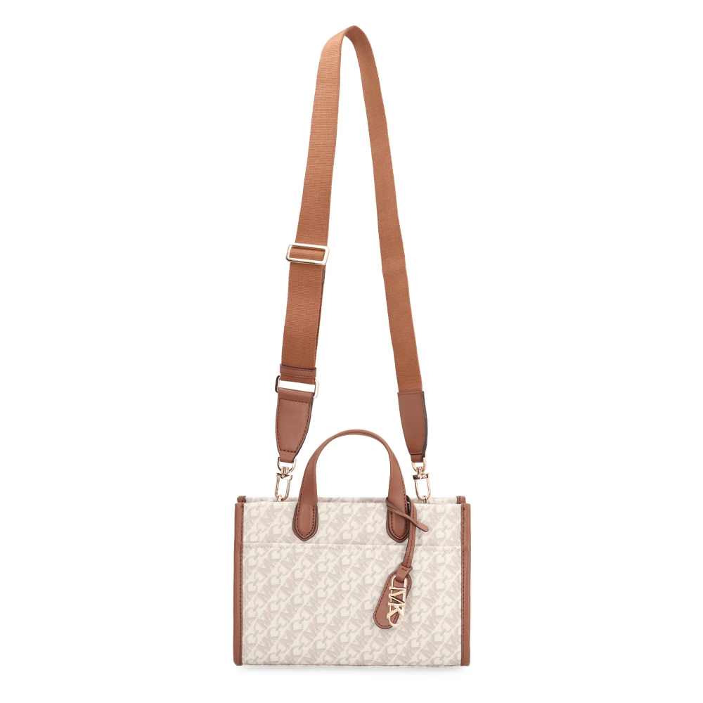 Michael Kors Bedrukte Canvas Messenger Bag White Dames