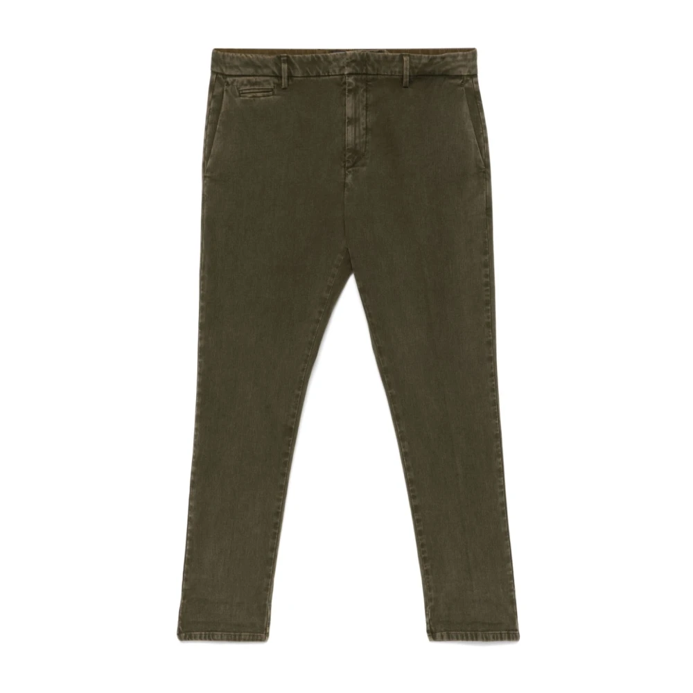 Dondup Groene gestructureerde broek met toelopende pijpen Green Heren