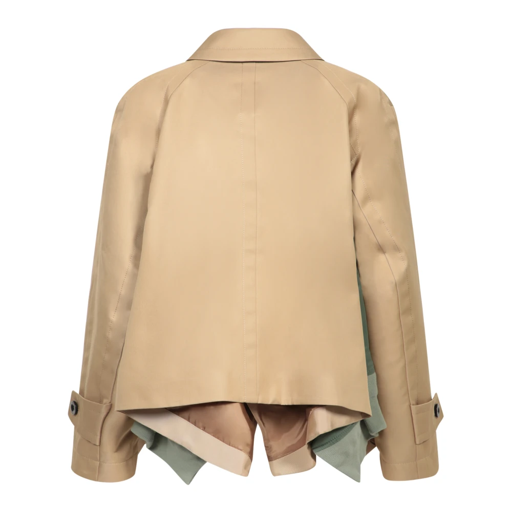 Sacai Beige Jas met Ritssluiting Beige Dames