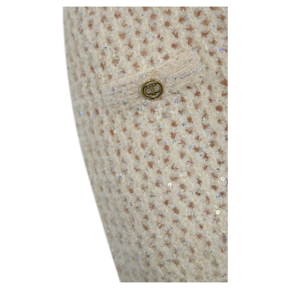 Twinset Jacquard Mesh Wollen Rok White Dames
