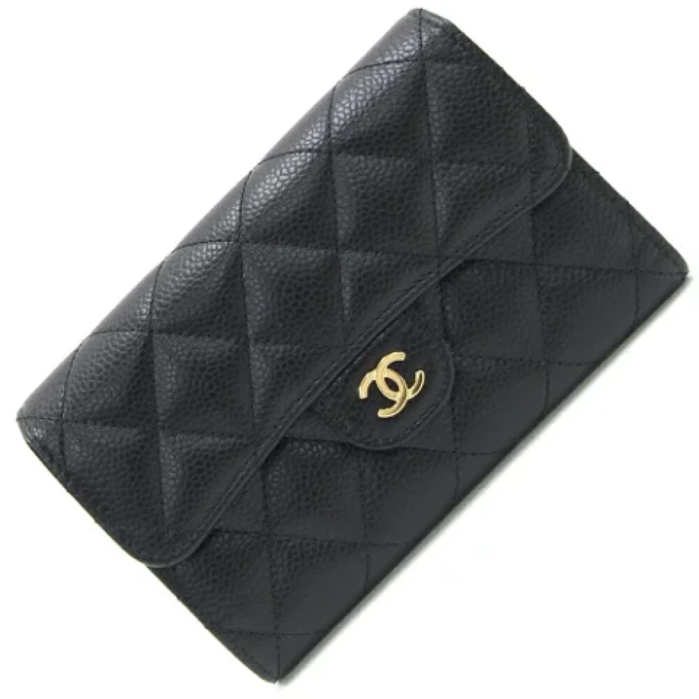 Chanel Vintage Pre-owned Leather wallets Black Dames