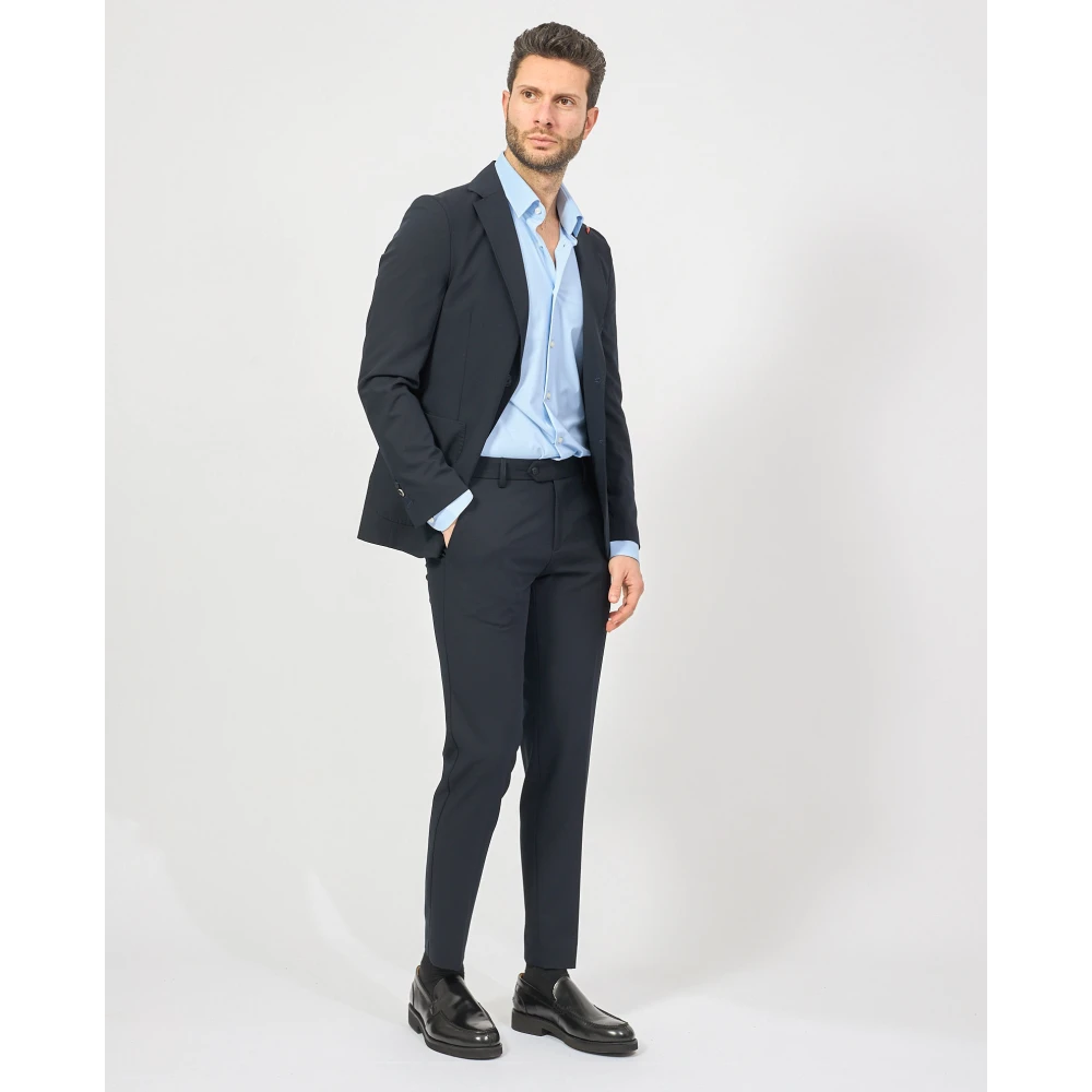 Mulish Blauwe Jurk Slim Fit Klassieke Stijl Blue Heren