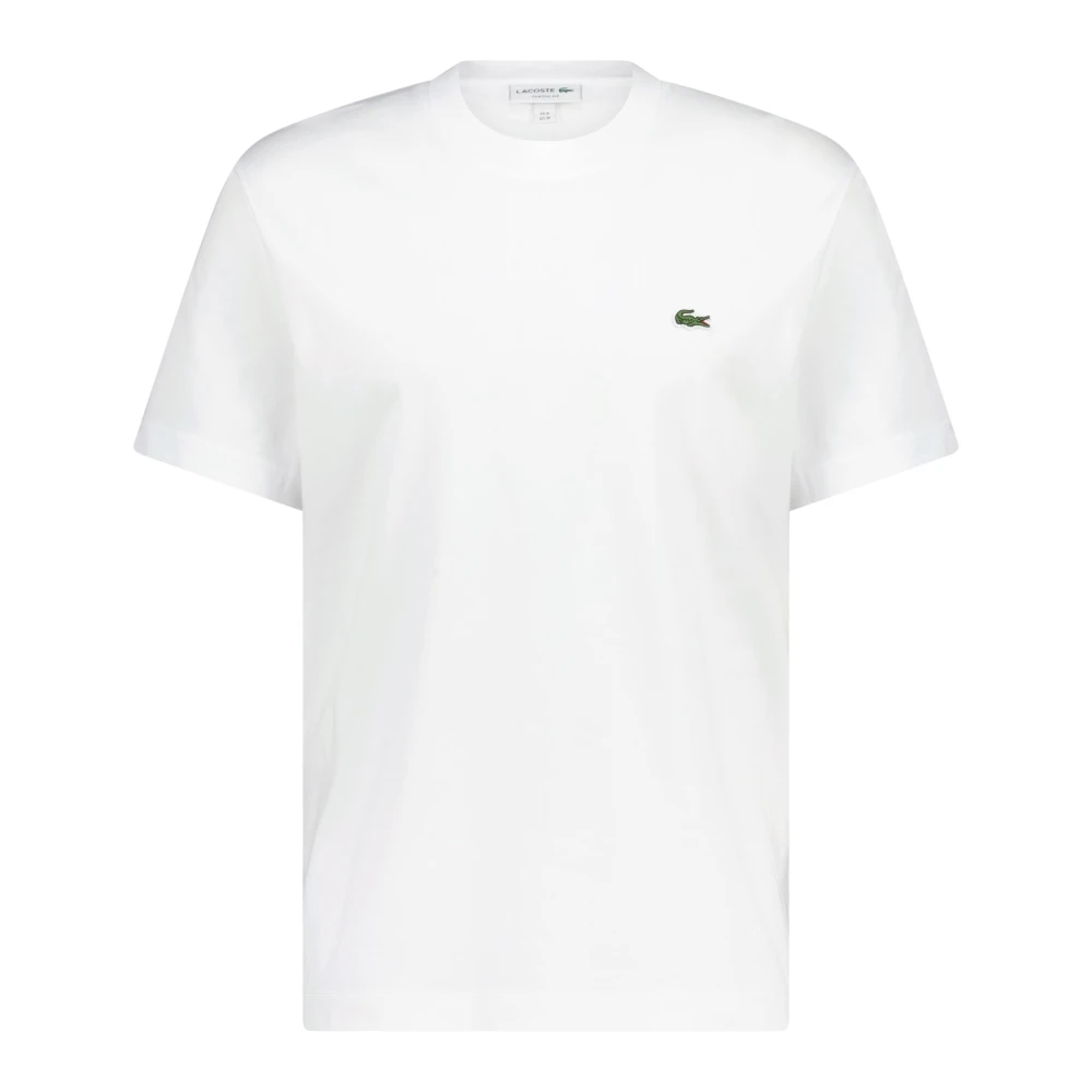Lacoste Logo Geborduurd T-Shirt in Classic-Fit White Heren