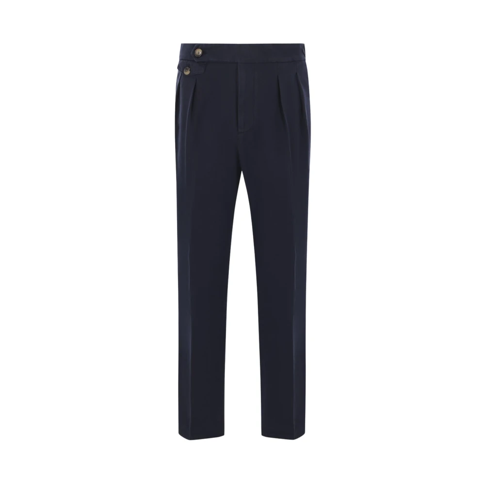BRUNELLO CUCINELLI Blauwe Katoenen Gabardine Broek Blue Heren