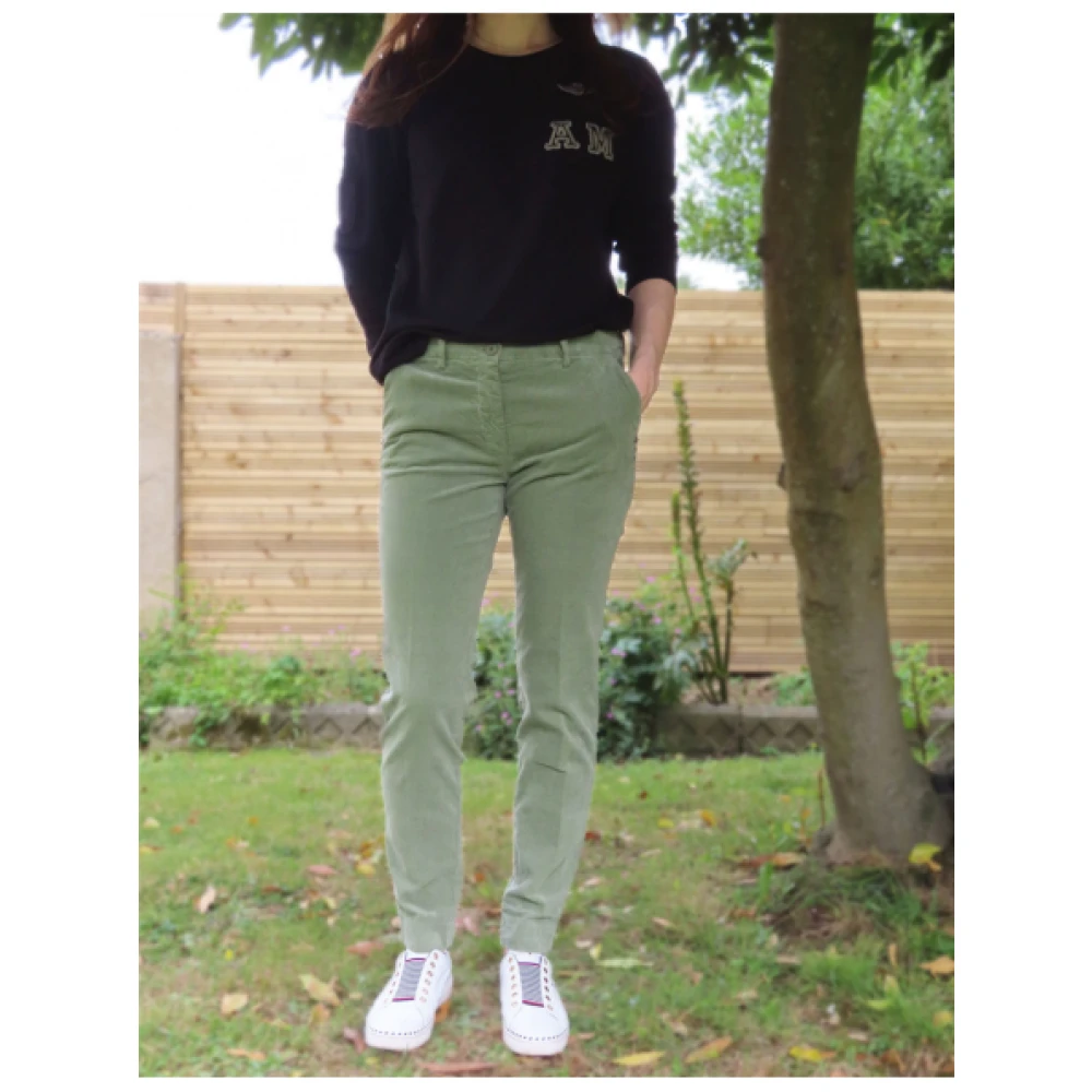 Mason's Velours Rechte Pijp Broek Green Dames