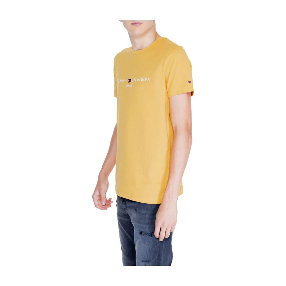 Tommy Hilfiger Gele Katoenen Logo Tee voor Mannen Yellow Heren