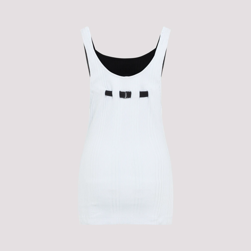 The Attico Geribbeld Jersey Tanktop Blue Dames