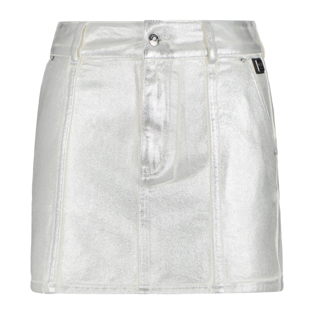 Armani Exchange Grå Silver Mini Denim Kjol Metallknappar