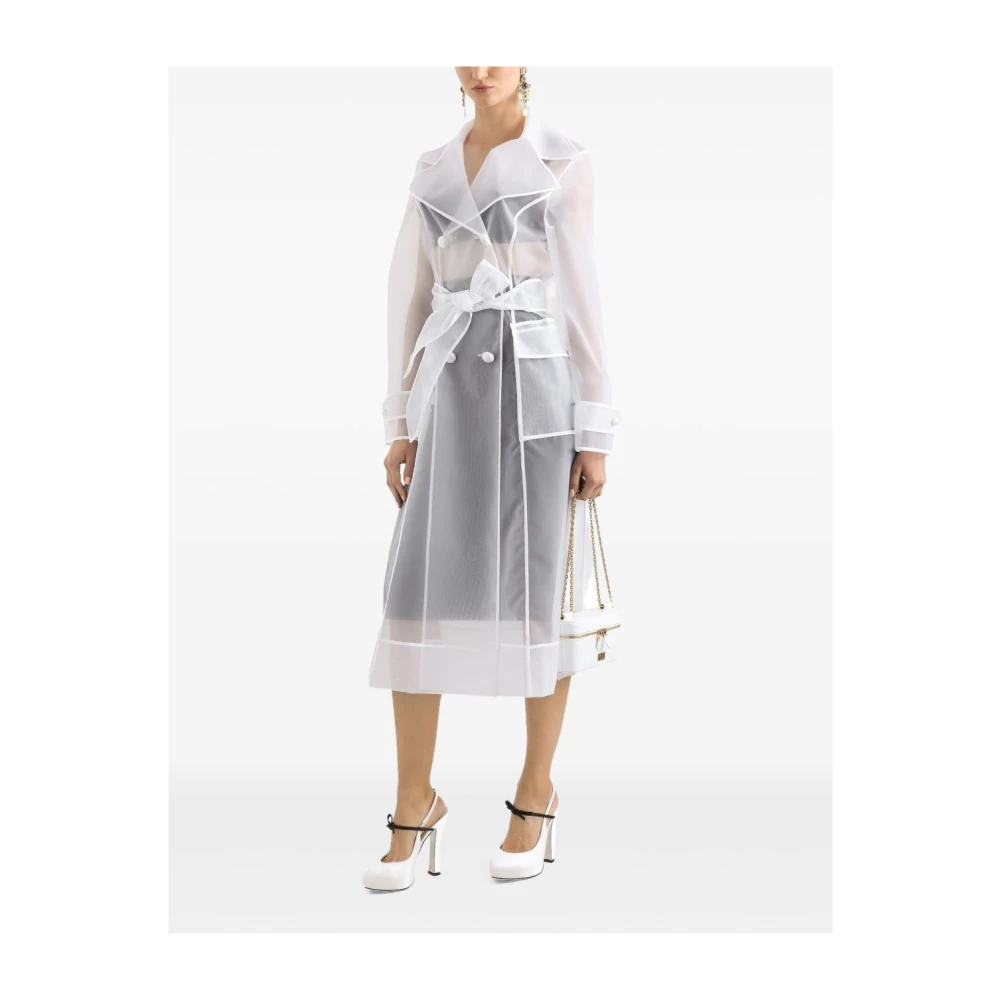 Dolce & Gabbana Witte double-breasted jas met riem White Dames