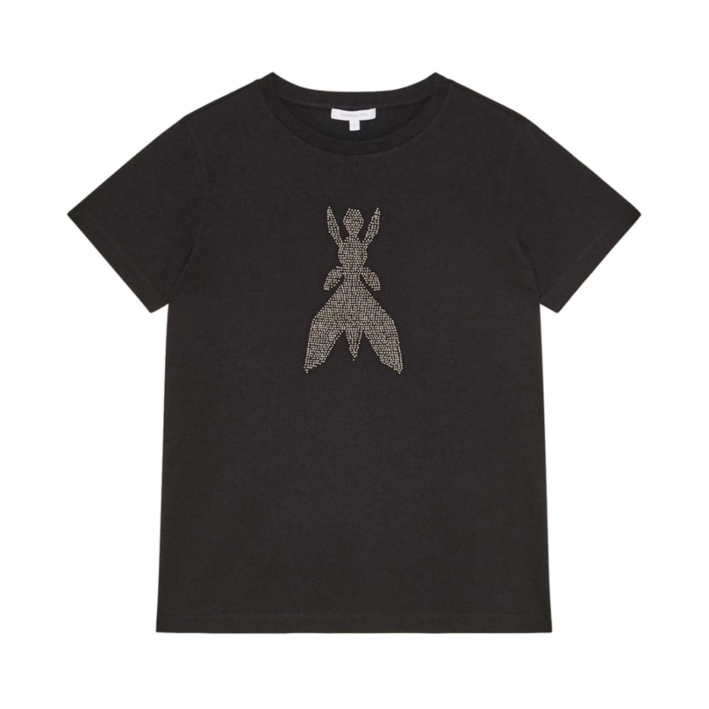 PATRIZIA PEPE Zwarte T-shirt met Vlieg Borduursel Black Dames