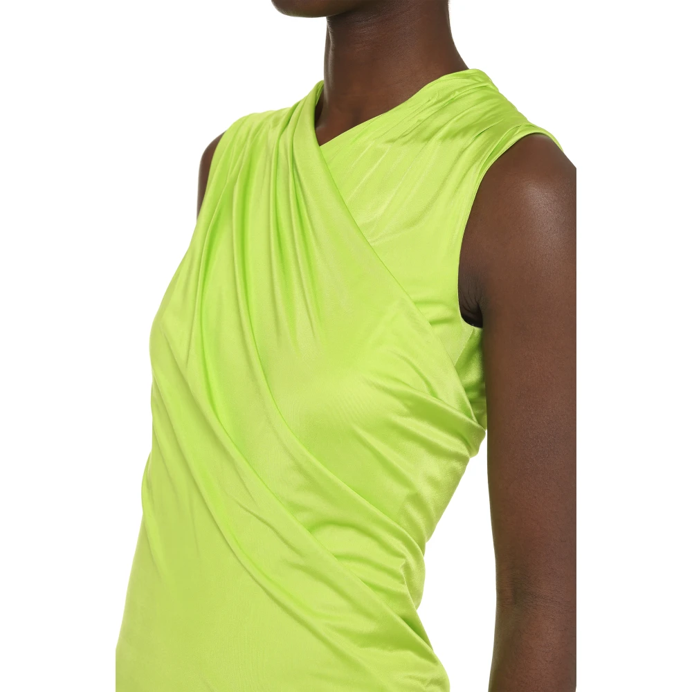Versace Gedrapeerde Viscose Jurk Green Dames