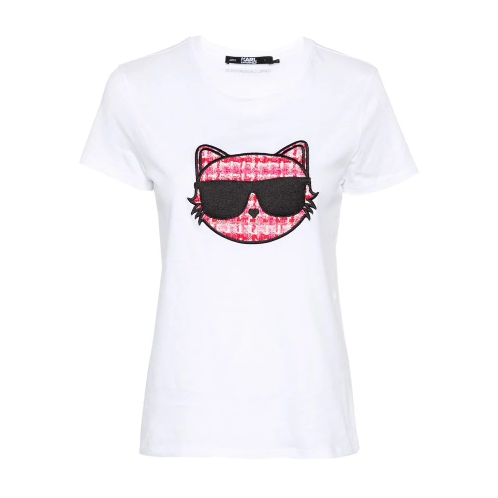 Karl Lagerfeld Witte Choupette Fuchsia T-shirt White Dames