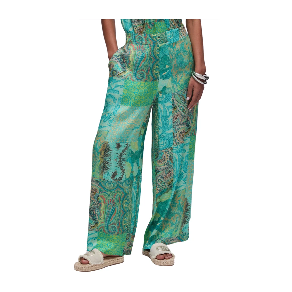 Liu Jo Women's Green Wide Trousers, Xs, Palazzo Pant