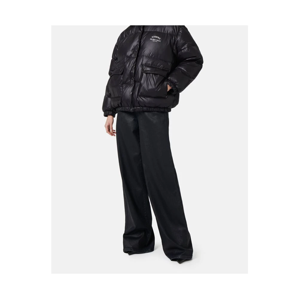 Iceberg Korte donsjack met echte donshoed Black Dames
