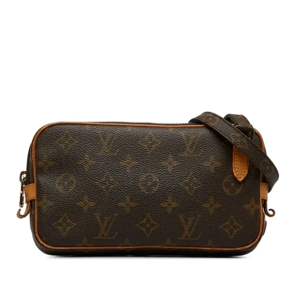 Pre-owned Brunt lerret Louis Vuitton Crossbody veske