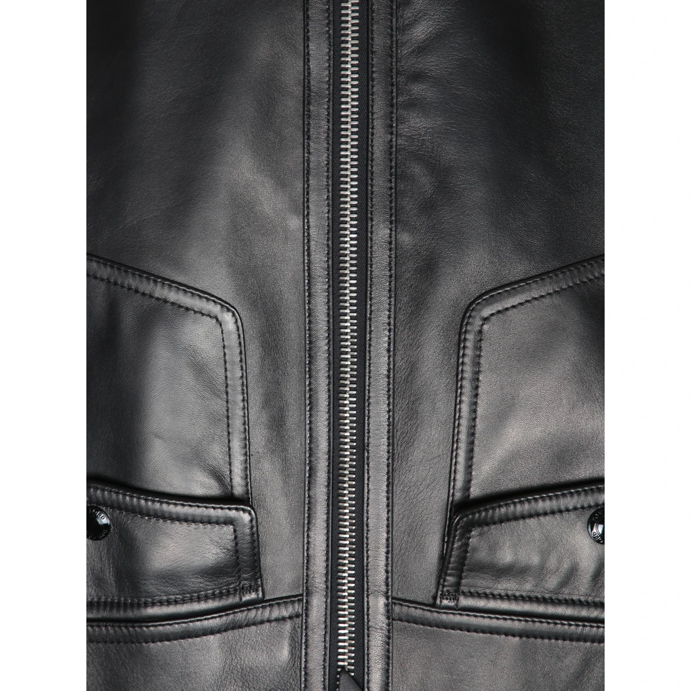 Tom Ford Zwarte Nappa Leren Jas. Klassieke Stijl Black Heren