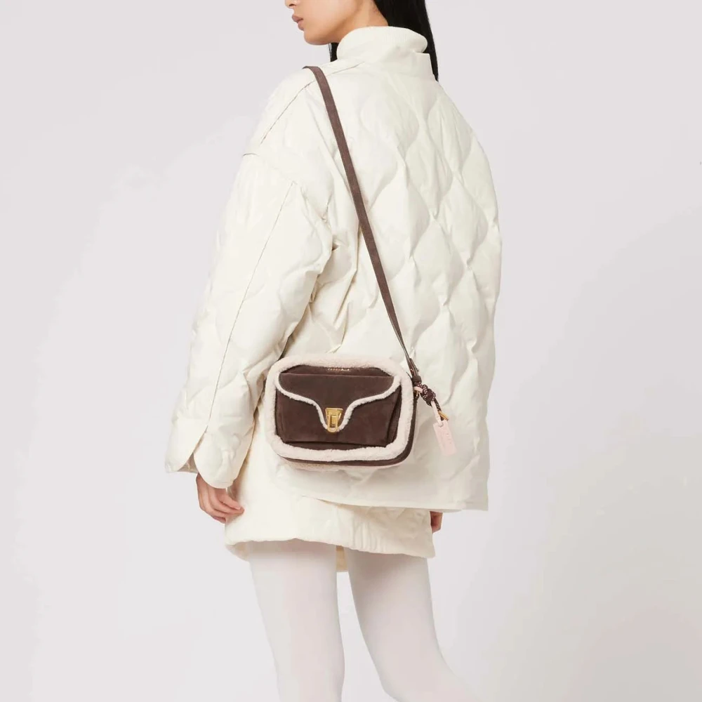 Coccinelle Bruine Suède en Faux Shearling Tas Brown Dames