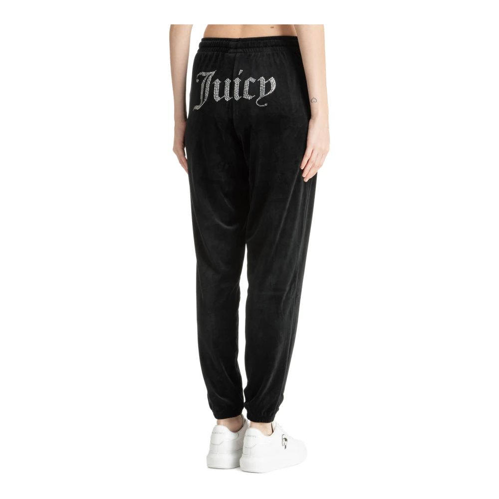 Juicy Couture Middelhoge taille Trekkoord Sweatpants met Swarovski Black Dames