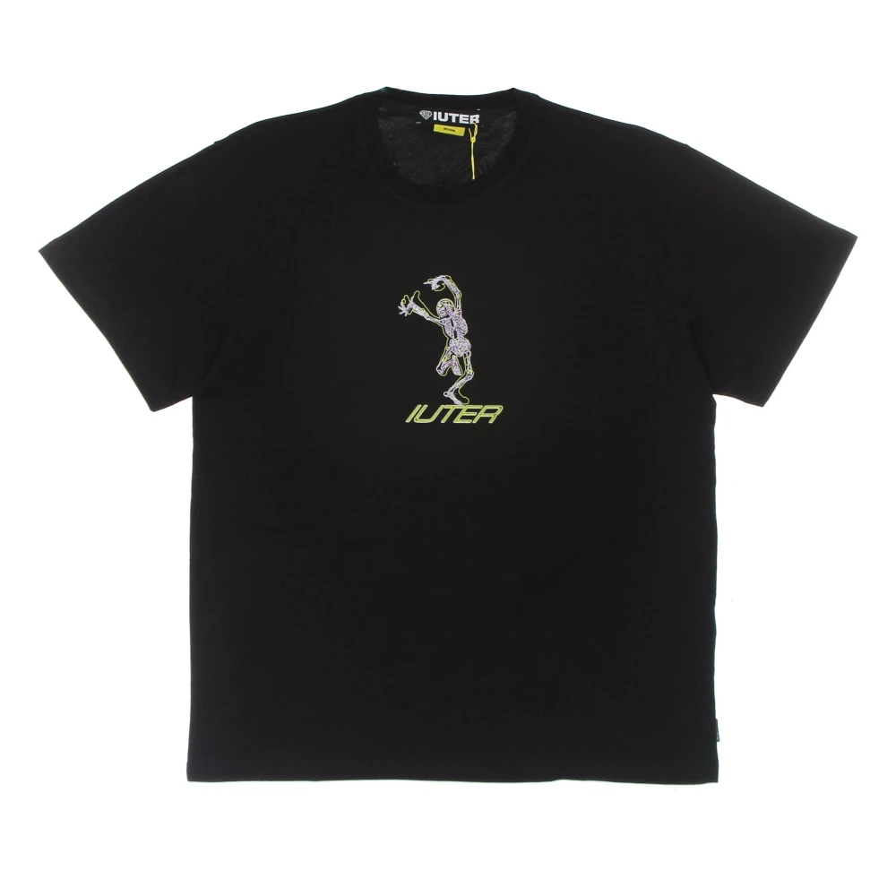 Iuter Zwarte Skeleton Print Tee Korte Mouw Black Heren