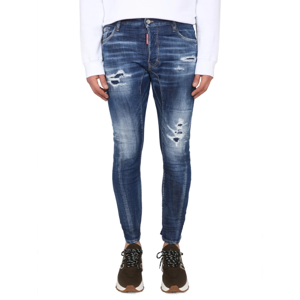 Dsquared2 Slim Fit Jeans met Rits Sluiting Blue Heren