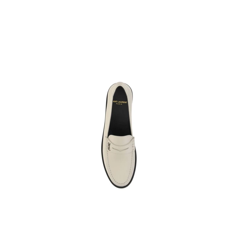 Saint Laurent Klassieke Leren Loafers Elegante Stijl White Dames