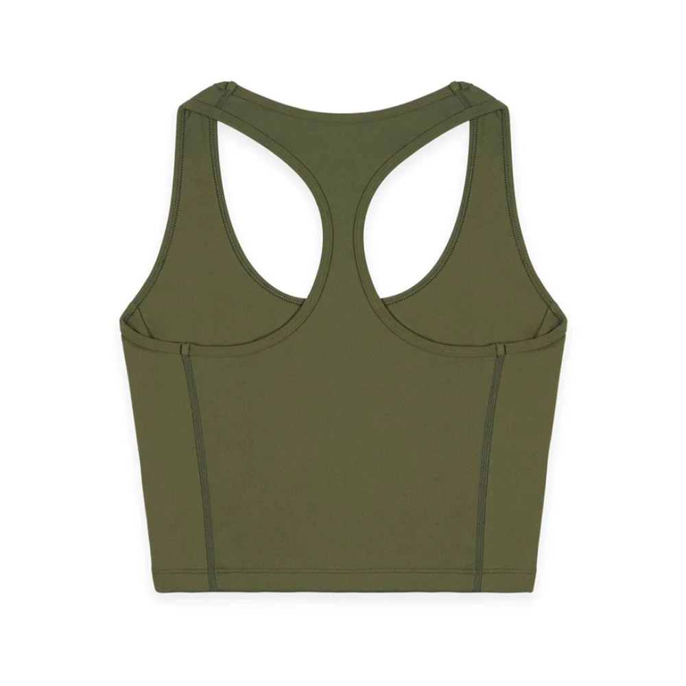 Sporty & Rich Logo Sports Cropped Tank in Mos Wit Green Dames