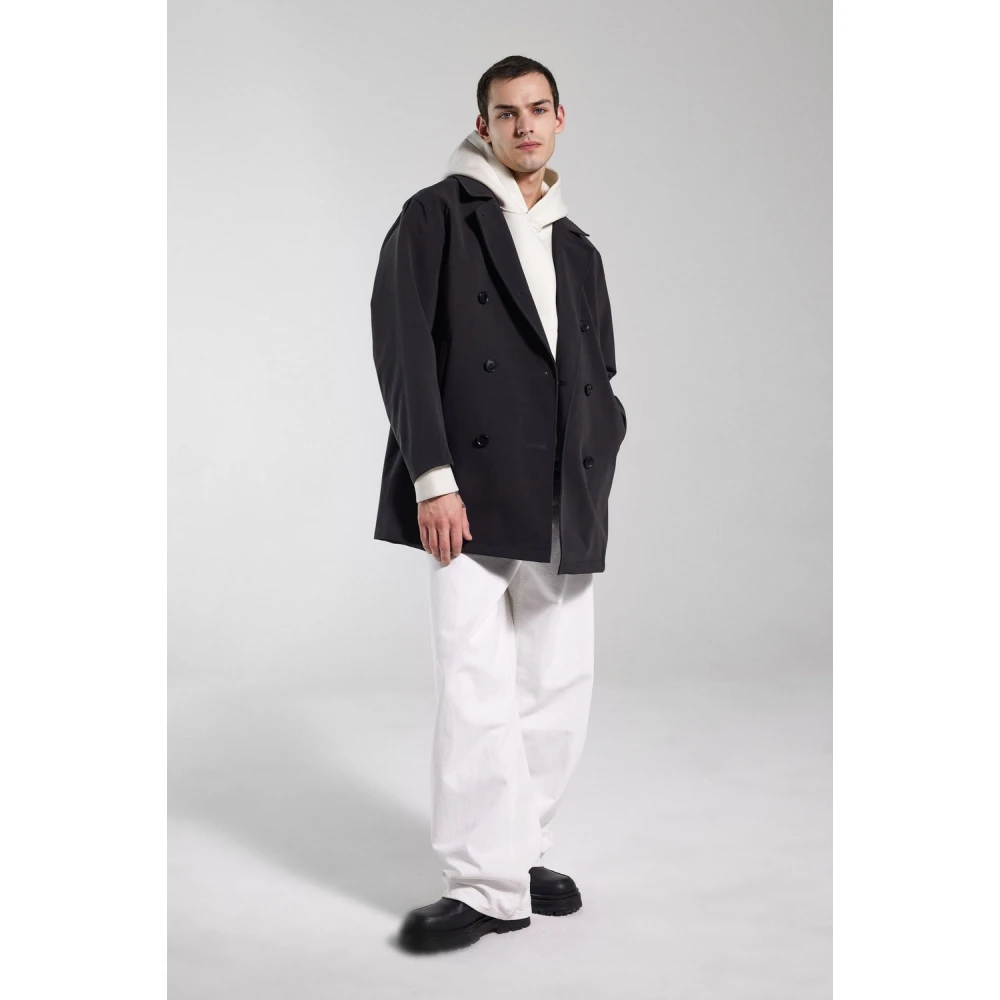 Stutterheim Klassieke dubbelrijige regenjas Black Heren