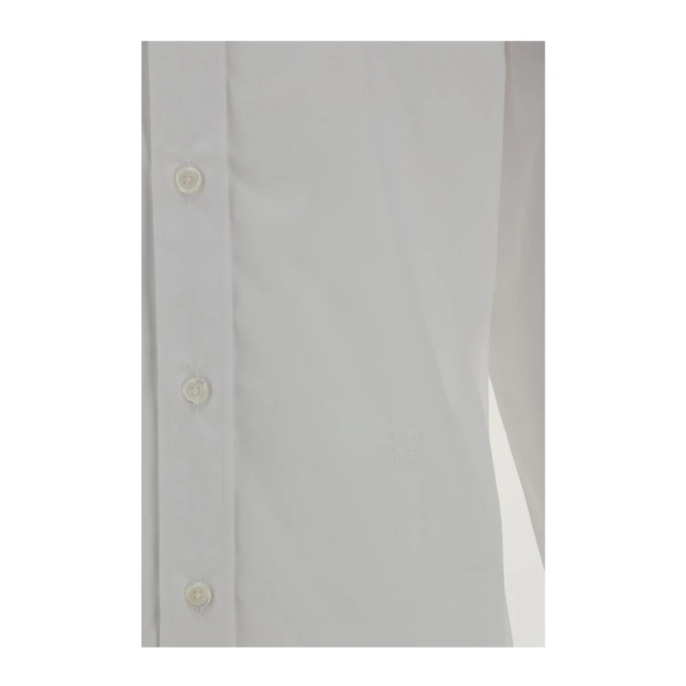 Givenchy Geborduurd Logo Katoenen Overhemd Monochroom Patroon White Heren