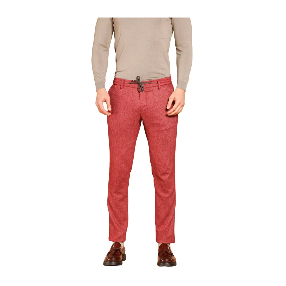 Mason's Wol-Effekt Flanel Extra Slim Fit Chino Broek Red Heren