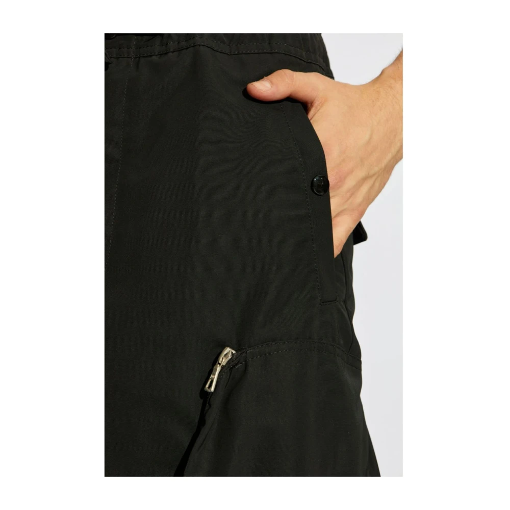 Dries Van Noten Elastische taille trekkoord broek met ritssluiting zakken Black Heren