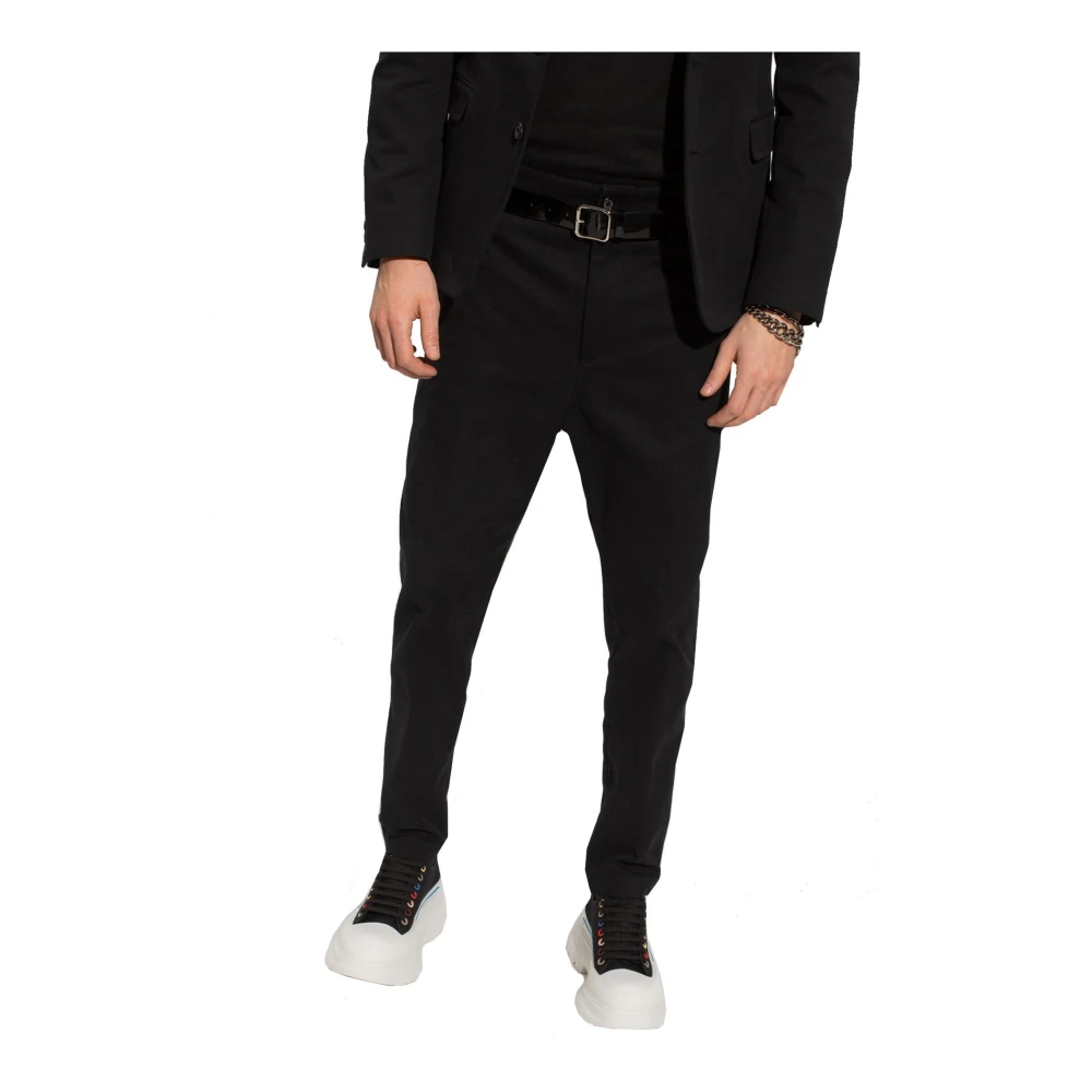 alexander mcqueen Plooi-front broek met ritssluiting Black Heren