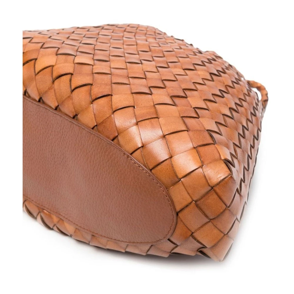 Dragon Diffusion Bruine leren tas met gevlochten handvatten Brown Dames