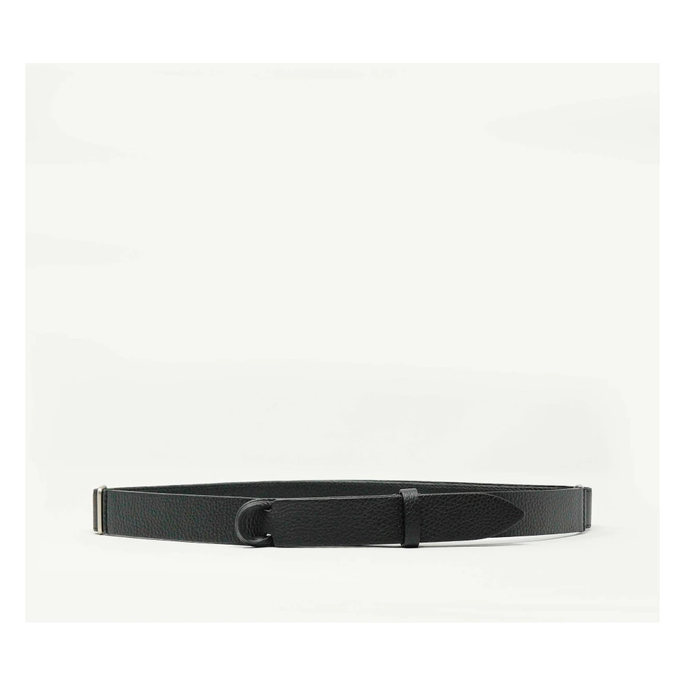 Orciani Zwarte leren gehamerde riem Black Heren
